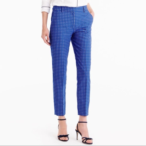 J. Crew Pants - J CREW 00 Blue Cigarette pant in foulard jacquard
